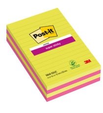 Blocco foglietti Post-it Super Sticky rettangolari - 5845-4SSUC - a righe - 127 x 203 mm - colori Ultra - 45 fogli - Pos