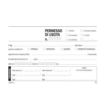 Blocco permessi di uscita - 50/50 copie autoricalcanti - 10 x 16,8 cm - DU1626C0000 - Data Ufficio