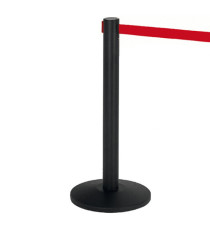 Colonnina segnapercorso Alfa nera - altezza 95 cm - nastro retrattile rosso da 200 cm - Medial