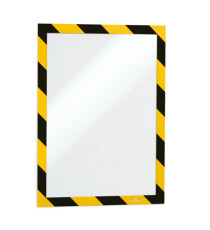 Cornice Duraframe Security - adesiva - pannello magnetico - A4  (21 x 29,7 cm) - giallo/nero - Durable