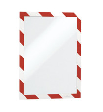 Cornice Duraframe Security - adesiva - pannello magnetico - A4  (21 x 29,7 cm) - rosso/bianco - Durable