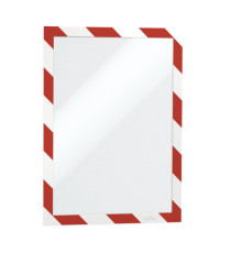 Cornice Duraframe Security - adesiva - pannello magnetico - A4  (21 x 29,7 cm) - rosso/bianco - Durable