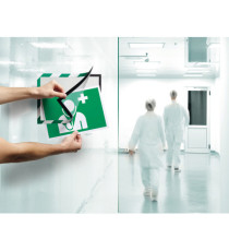 Cornice Duraframe Security - adesiva - pannello magnetico - A4  (21 x 29,7 cm) - verde/bianco - Durable