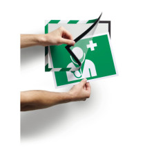 Cornice Duraframe Security - adesiva - pannello magnetico - A4  (21 x 29,7 cm) - verde/bianco - Durable