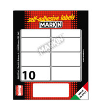 Etichette adesive - in carta - permanenti - 58 x 27 mm - 10 et/fg - 10 fogli - bianco - Markin