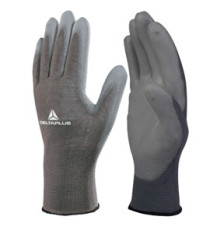 Guanti di precisione VE702PG - poliestere - palmo in poliuretano - taglia 07 - grigio - Deltaplus