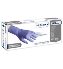 Guanti in nitrile ultra resist R99 - manichetta lunga - tg XXL - indaco - Reflexx - conf. 50 pezzi