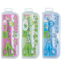 Kit Fancy - forbice temperino righello - colori assortiti - Arda