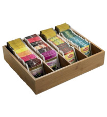 Portabustine / portaposate - in bamboo - 29 x 27,5 x 6 cm - colore naturale - Leone