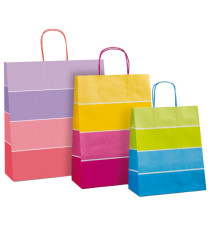 Shopper bicolor - con manici - carta ritorta - 16 x 8 x 21 cm - colori assortiti - Rex Sadoch