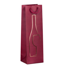 Shopper portabottiglie - con manici in corda - 12 x 37 x 9 cm - rosso - Rex Sadoch