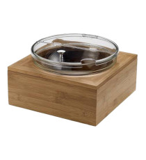 Supporto per ciotola - in bamboo - 26x26x11 cm - colore naturale - Leone