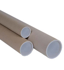 Tubo - con doppio tappo trasparente - diametro 10 cm - H 70 cm - cartone - avana