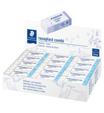Gomma Combi Rasoplast - 43 x19 x13 mm -  bianca e blu - Staedtler - conf. 30 pezzi