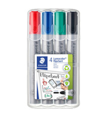 Marcatore Lumocolor Flipchart 356 - a base d'acqua - punta tonda 2 mm - colori assortiti - Staedtler - conf. 4 pezzi
