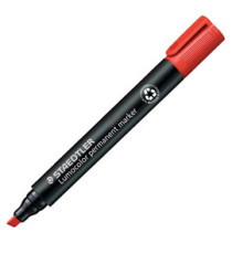 Marcatore Lumocolor Permanent 350 - punta a scalpello - tratto 2 - 5 mm - rosso - Staedtler