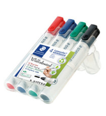 Marcatore Lumocolor whiteboard 351 - tratto 2 mm - colori assortiti - Staedtler - astuccio 4 pezzi