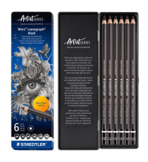 Matita di grafite  tipo carboncino Mars Lumograph Black - 4 gradazioni - Staedtler  - conf. 6 pezzi