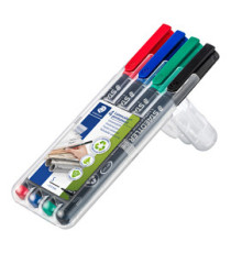 Pennarello Lumocolor Permanent 313 - punta 0,4 mm - colori assortiti - Staedtler - astuccio 4 colori