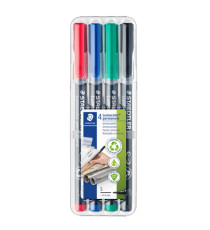 Pennarello Lumocolor Permanent 313 - punta 0,4 mm - colori assortiti - Staedtler - astuccio 4 colori