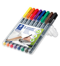 Pennarello Lumocolor Permanent 313 - punta 0,4 mm - colori assortiti - Staedtler - astuccio 8 colori