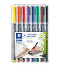 Pennarello Lumocolor Permanent 313 - punta 0,4 mm - colori assortiti - Staedtler - astuccio 8 colori