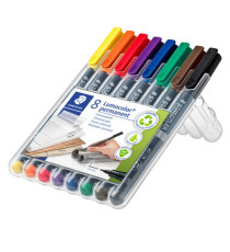 Pennarello Lumocolor Permanent 313 - punta 0,4 mm - colori assortiti - Staedtler - astuccio 8 colori