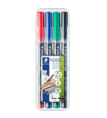 Pennarello Lumocolor Permanent 317 - punta 1,0mm - colori assortiti  - Staedtler - astuccio 4 colori