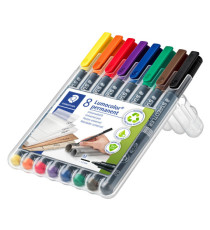 Pennarello Lumocolor Permanent 317 - punta 1,0mm - colori assortiti  - Staedtler - astuccio 8 colori