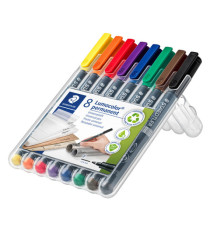 Pennarello Lumocolor Permanent 318 - punta 0,6 mm - colori assortiti - Staedtler - astuccio 8 colori