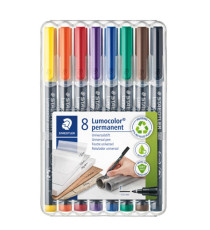 Pennarello Lumocolor Permanent 318 - punta 0,6 mm - colori assortiti - Staedtler - astuccio 8 colori