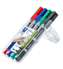Pennarello Lumocolor Permanent Duo 348 punta feltro - punta 0,6mm e 1,5mm - astuccio 4 colori - Staedtler