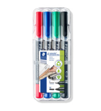 Pennarello Lumocolor Permanent Duo 348 punta feltro - punta 0,6mm e 1,5mm - astuccio 4 colori - Staedtler
