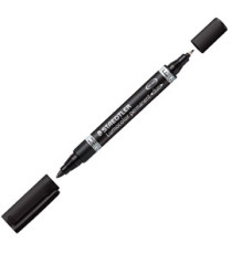 Pennarello Lumocolor Permanent Duo 348 punta feltro - punta 0,6mm e 1,5mm - nero - Staedtler
