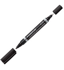 Pennarello Lumocolor Permanent Duo 348 punta feltro - punta 0,6mm e 1,5mm - nero - Staedtler