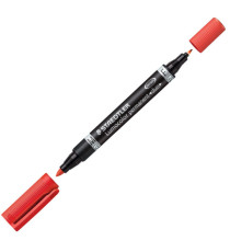 Pennarello Lumocolor Permanent Duo 348 punta feltro - punta 0,6mm e 1,5mm - rosso - Staedtler