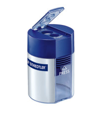 Temperamatite Staedtler - con contenitore - 2 fori - foro Ø 8,2-10,2mm - blu - Staedtler