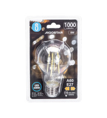 Lampadina led a filamento A60 8W attacco E27 1000 lumen 6500K luce fredda D60H105mm Equivalenza lampada incandescente: 72W