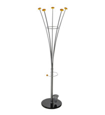 Appendiabiti - con portaombrelli - 5 pomelli - 188 x 38 cm - argento - Alco