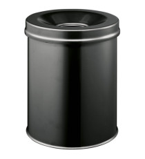 Cestino gettacarte SAFE - tondo - autoestinguente - nero - 15 L - Durable