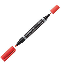 Pennarello Lumocolor Permanent Duo 348 - punta 0,6mm e 1,5mm - rosso - Staedtler