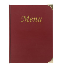 Portamenù Basic - A5 - 23,7 x 17 cm - PVC - bordeaux - 4+2 buste fisse incluse - Securit