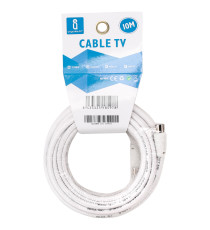 Cavo TV Antenna Maschio/Femmina 10 Metri – Bianco, conduttore in rame, cavo RG59 e schermatura in foglio di alluminio