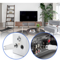 Cavo TV Antenna Maschio/Femmina 10 Metri – Bianco, conduttore in rame, cavo RG59 e schermatura in foglio di alluminio