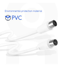 Cavo TV Antenna Maschio/Femmina 10 Metri – Bianco, conduttore in rame, cavo RG59 e schermatura in foglio di alluminio