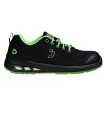 Calzatura bassa da lavoro Ecofitz S1P LOW - numero 45 - maglia riciclata - nero/verde - Safety Jogger