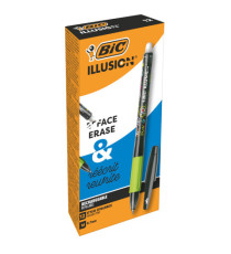 Penna a sfera con cappuccio Gelocity Illusion - gel cancellabile - punta 0,7 mm - nero - Bic - conf. 12 pezzi