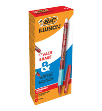 Penna a sfera con cappuccio Gelocity Illusion - gel cancellabile - punta 0,7 mm - rosso - Bic - conf. 12 pezzi