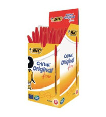 Penna a sfera Cristal - punta fine 0,8 mm - rosso - Bic - conf. 50 pezzi