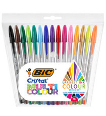Penna a sfera Cristal multicolor - punta 1,6 mm - colori assortiti - Bic - conf. 15 pezzi